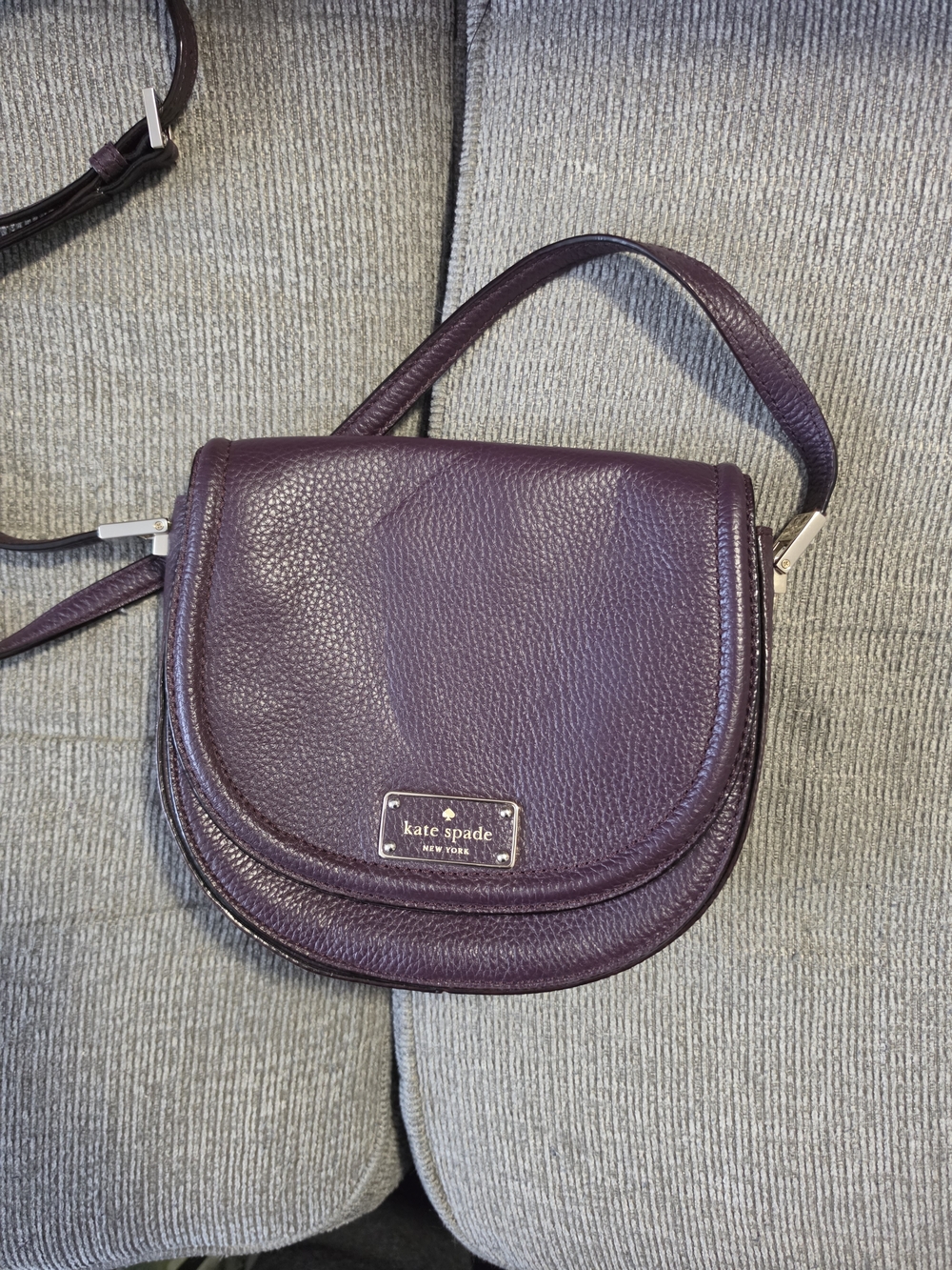 Kate Spade Plum Pebbled Leather Saddle Crossbody